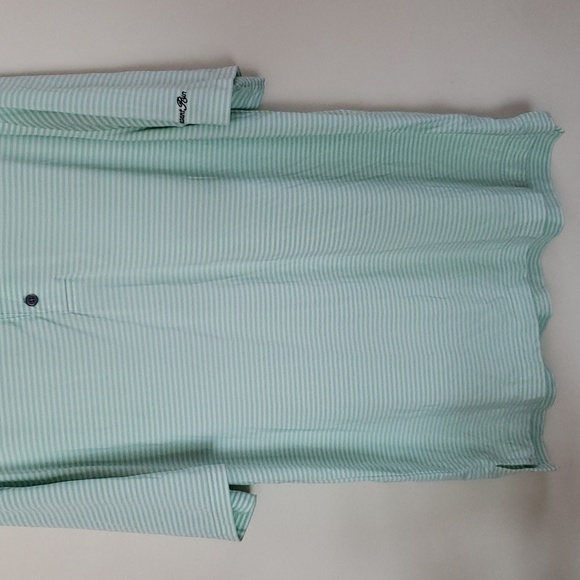 Foot joy mint green striped polo shirt, golf, summer, men's large. - Picture 3 of 7